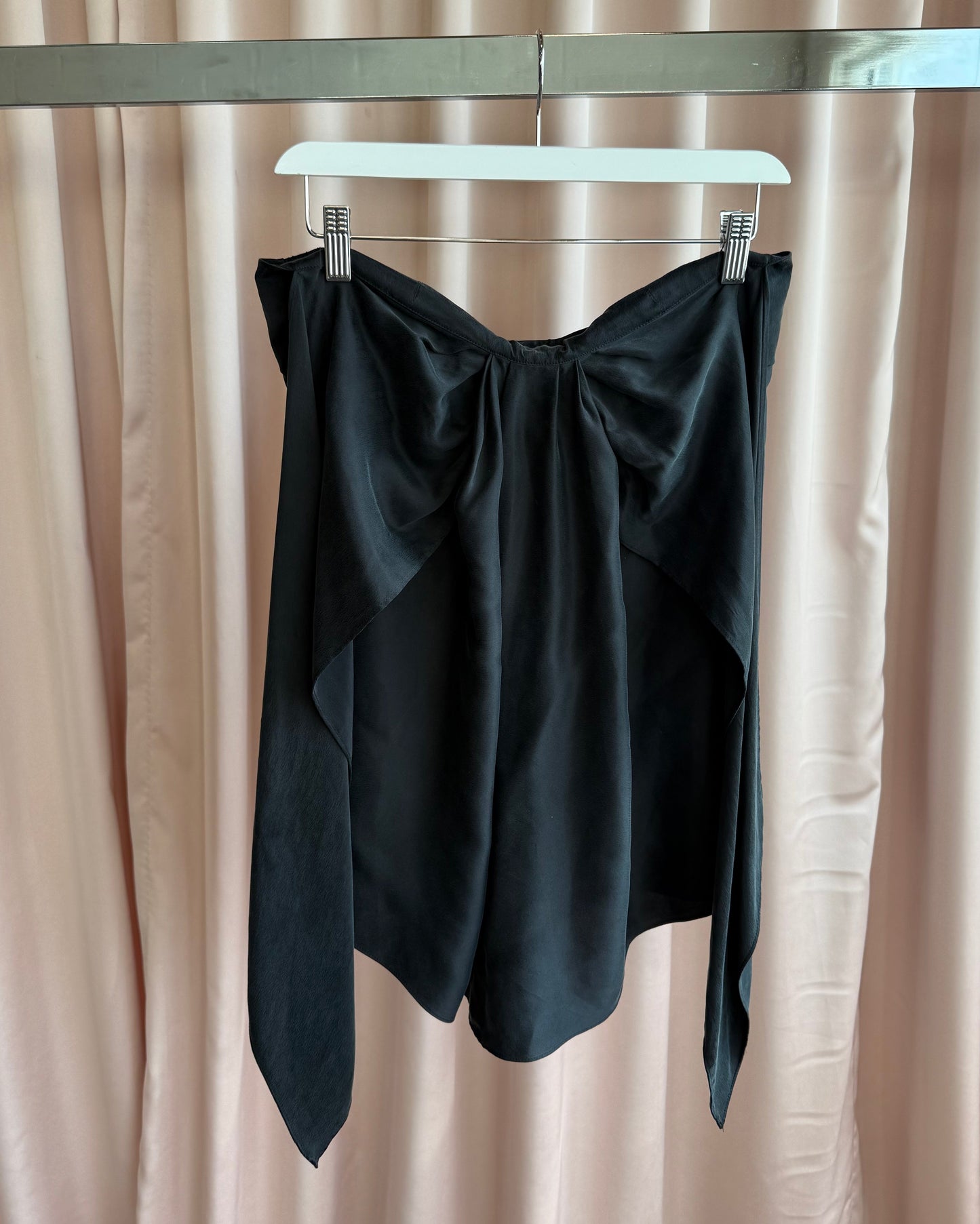 2000's Black 100% Silk Tie Strapless Top
