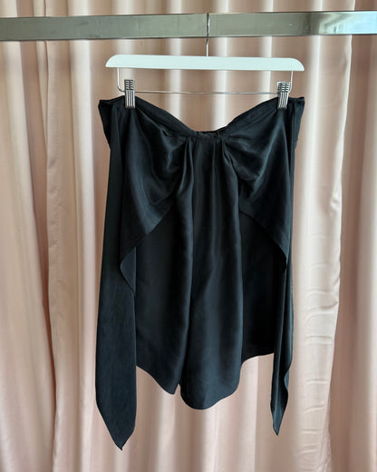 2000's Black 100% Silk Tie Strapless Top