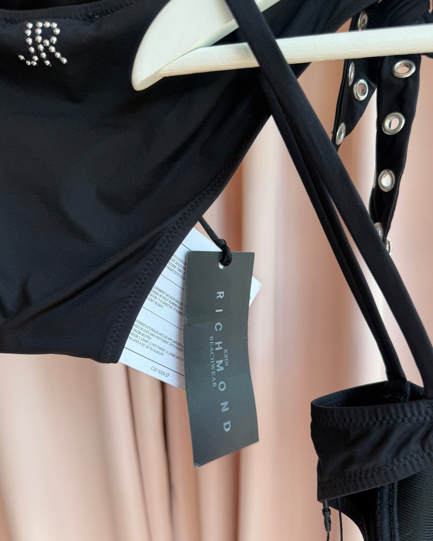 John Richmond Deadstock Black Pierced Grommet Bikini