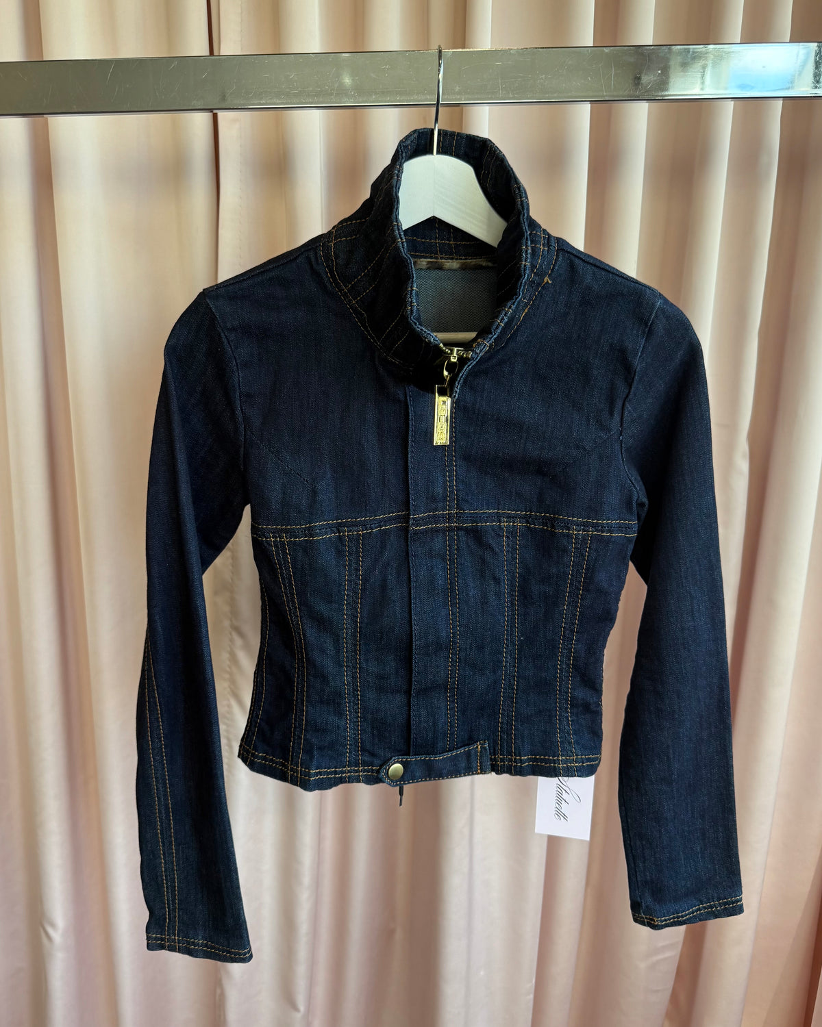 Japanese Brand Corset Lace Up Back Dark Wash Blue Denim Jacket