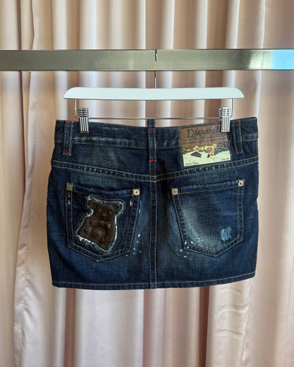 Dsquared² F/W 2008 Teddy Patch Denim Mini Skirt