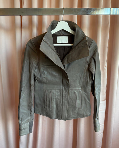 Japanese Brand Dust Tone Sheepskin Leather Side Zip Moto Jacket