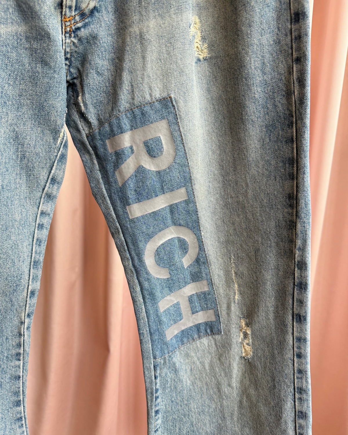 Richmond Denim "RICH" Grey Spell Out Distressed Jeans