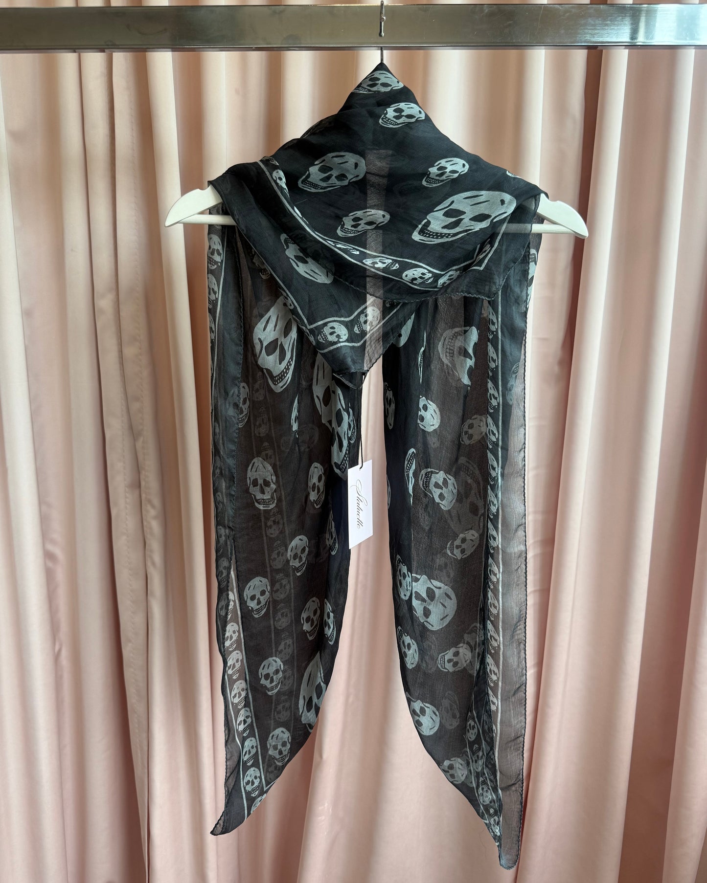 Alexander McQueen Black & Grey Skull Print Scarf