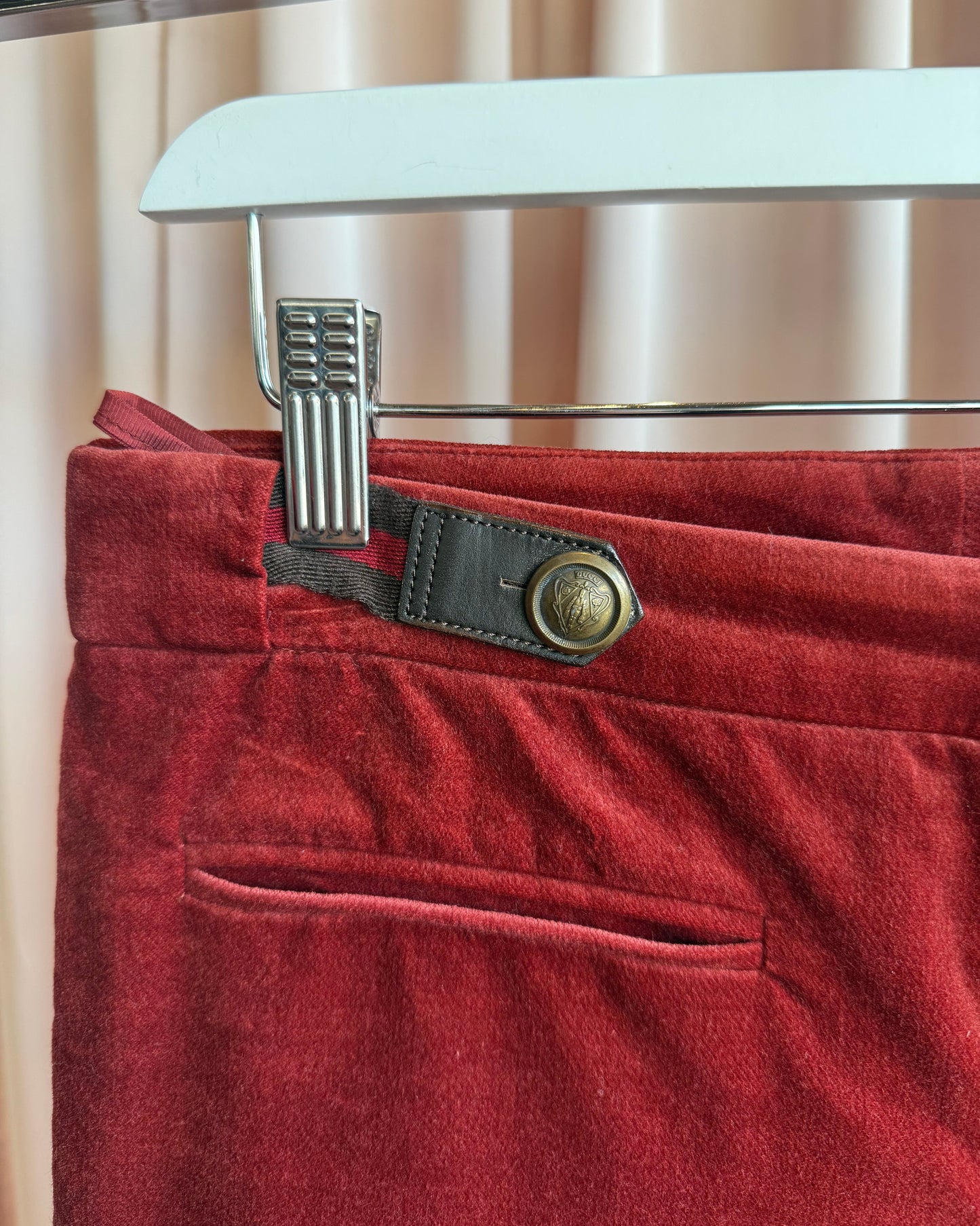 Gucci F/W 2008 by Frida Giannini Red Velvet Low Rise Trousers