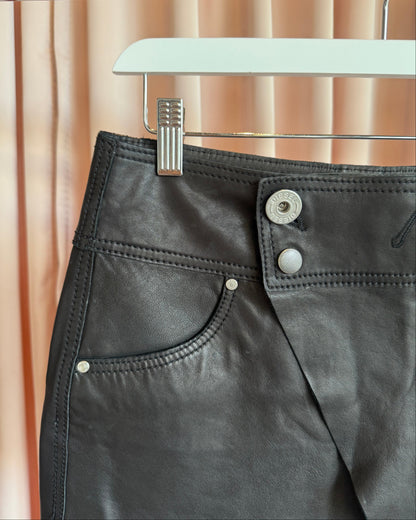 Diesel Black Genuine Leather Moto Mini Skirt