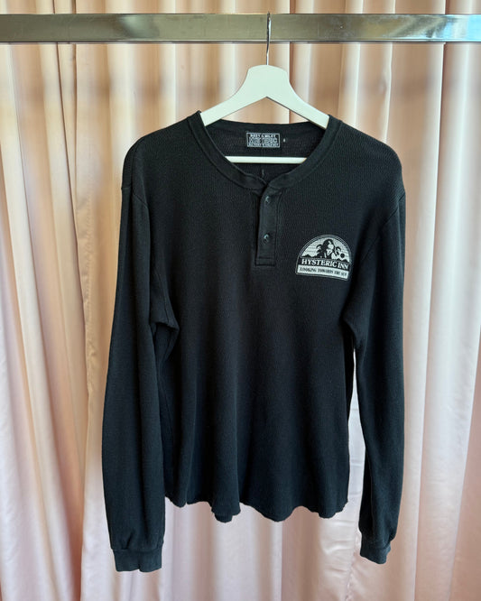 Hysteric Glamour "Hysteric Inn" Graphic Thermal Henley Long Sleeve Shirt