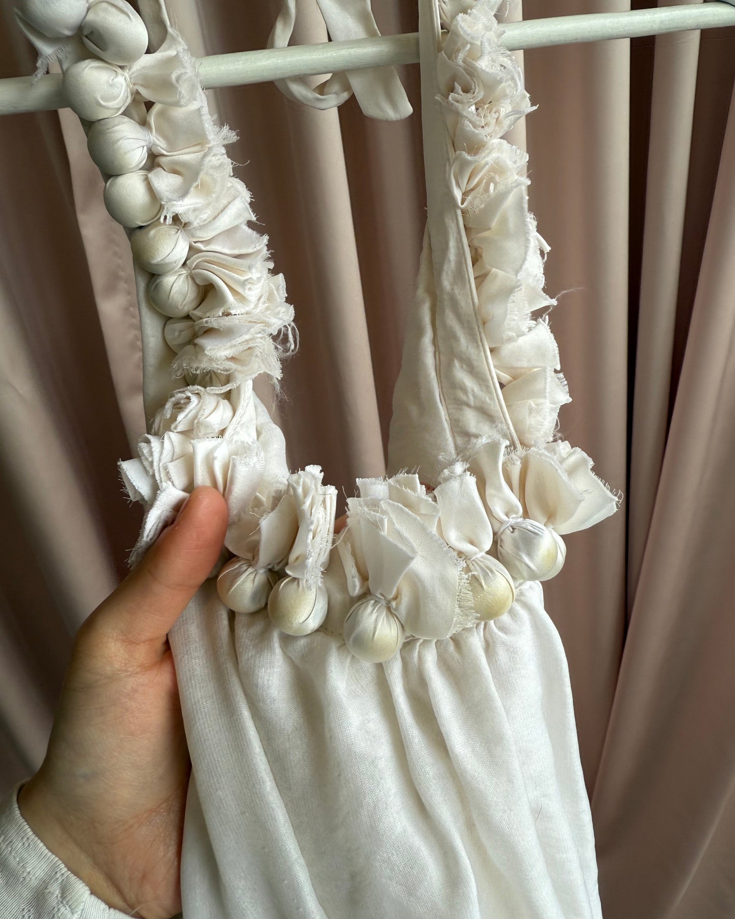 Bebe 100% Silk Embellished Cream Halter Top
