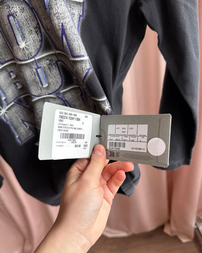 Balenciaga "See Now Buy Now" Faded Black Hooded Long Sleeve T-Shirt (S)