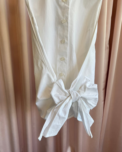 French Brand White Cotton Sleeveless Button Up Top