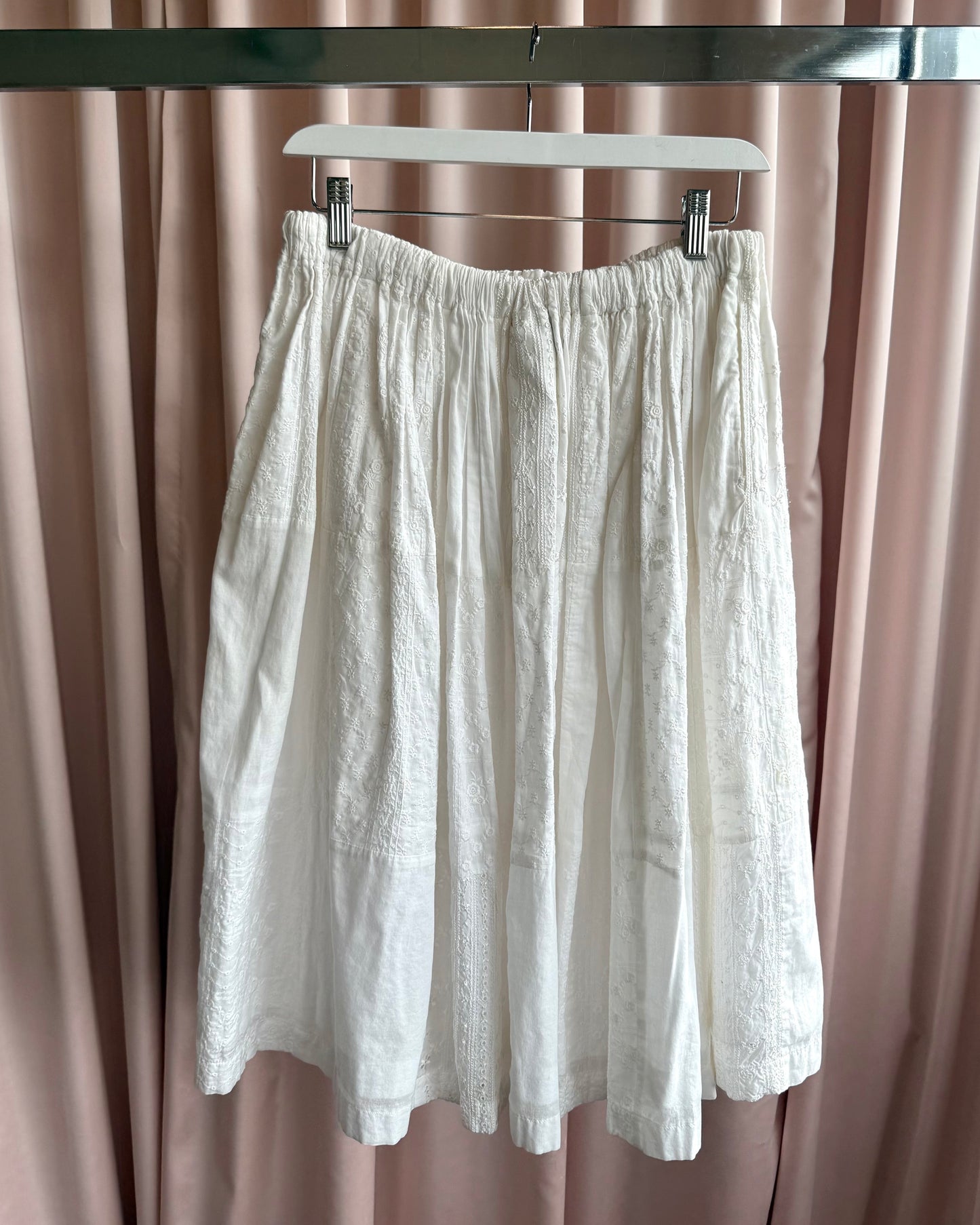 Comme des Garçons tricot White Broderie Anglaise Midi Skirt