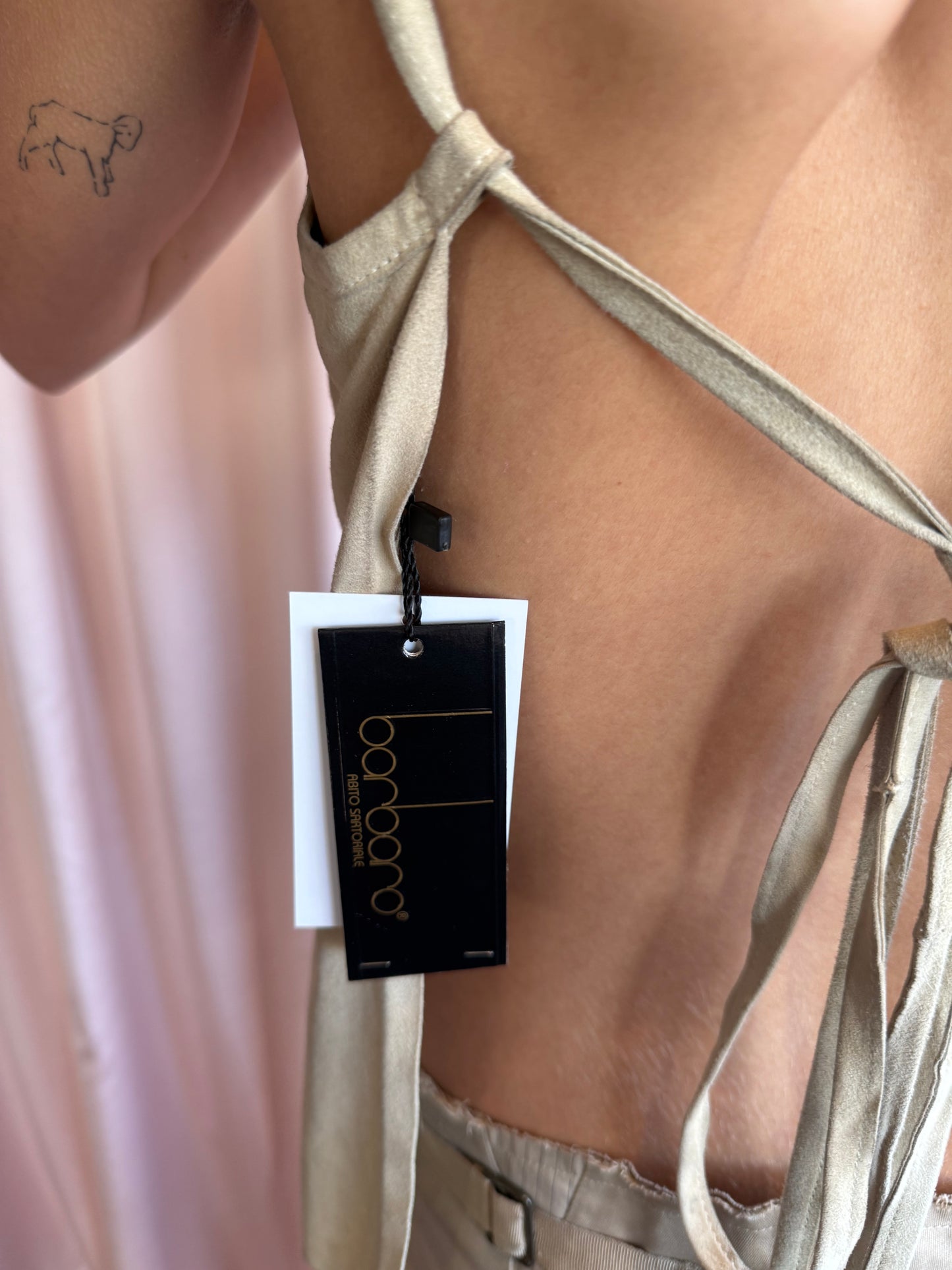 Plein Sud Deadstock 2000's Tan Suede Open Tie Back Tank Top