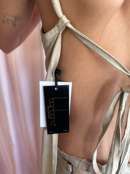 Plein Sud Deadstock 2000's Tan Suede Open Tie Back Tank Top