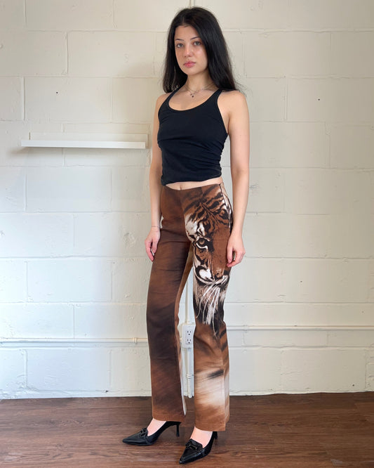 Tiger Print Flare Trousers