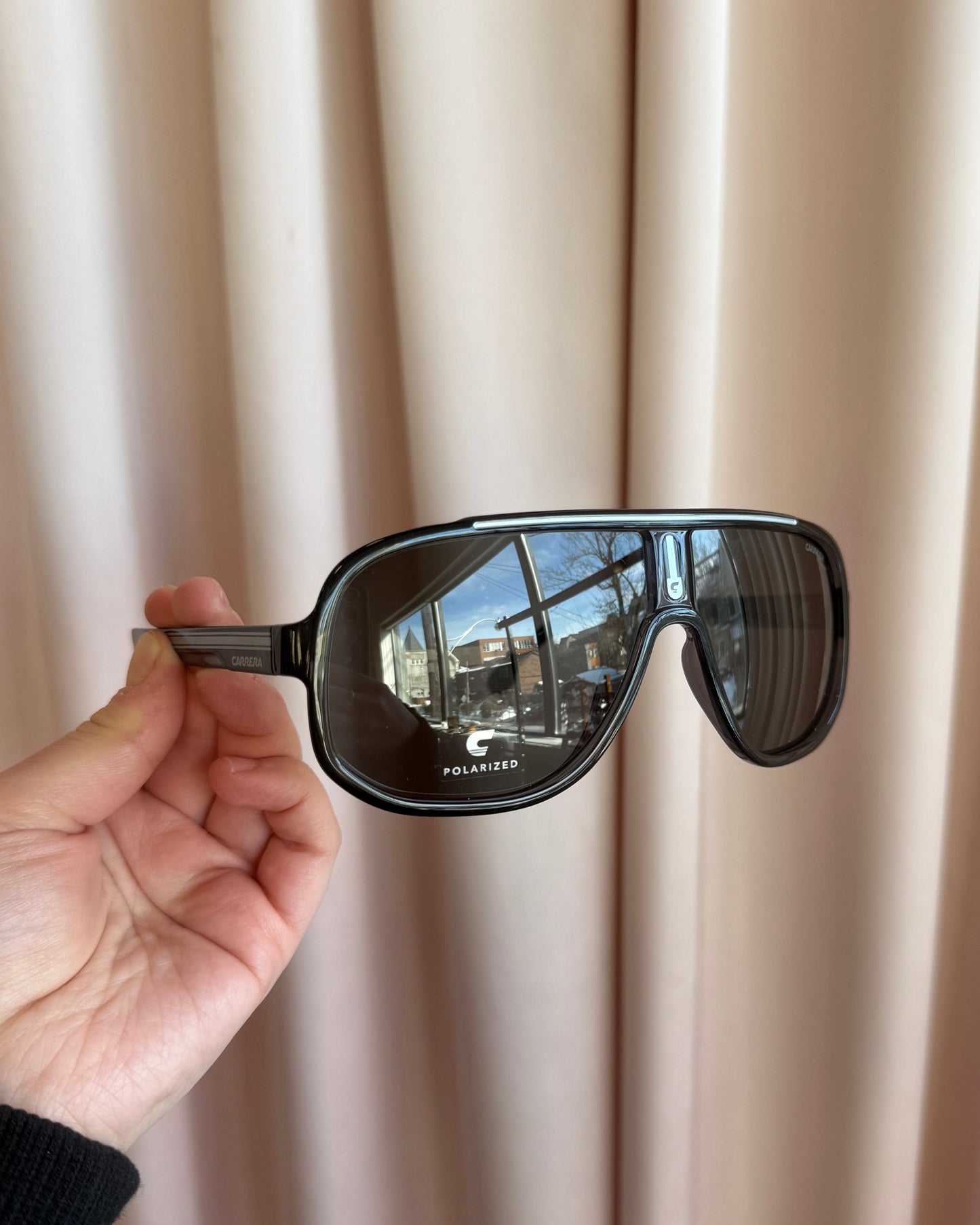 Carrera 1058/S Polarized Black Shield Sunglasses