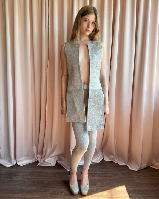 Grey Horsehair Structured Panel Vest