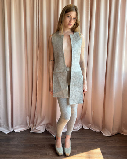 Grey Horsehair Structured Panel Vest