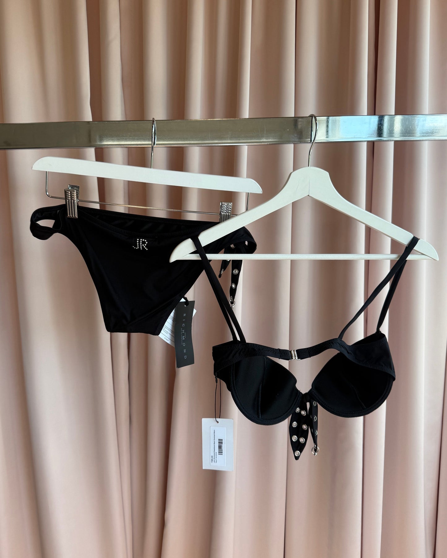 John Richmond Deadstock Black Pierced Grommet Bikini