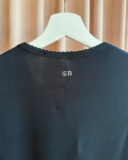 Sonia Rykiel "On & Off" Rhinestone Graphic Black Tank Top