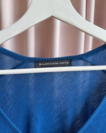 Balenciaga by Nicolas Ghesquière 2007 Embroidered Royal Blue Wool Sweater