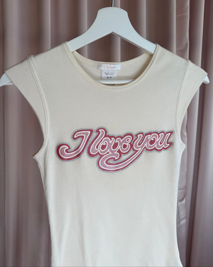 Chloé S/S 1999 by Stella McCartney “I Love You” Glitter Graphic Top