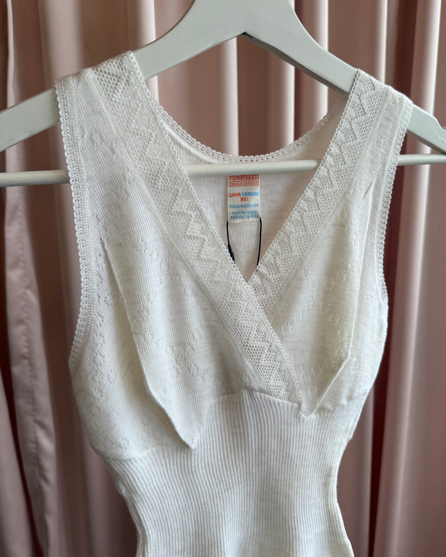 Italian Pointelle Wool Blend Surplice Tank/Mini Dress