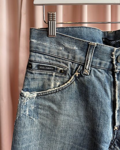 Dolce & Gabbana Distressed Mid Wash Denim
