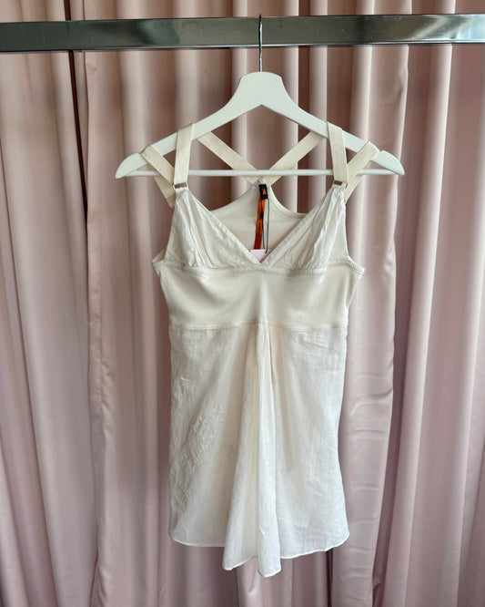 Cop Copine Cream Double Strap Babydoll Heart Top