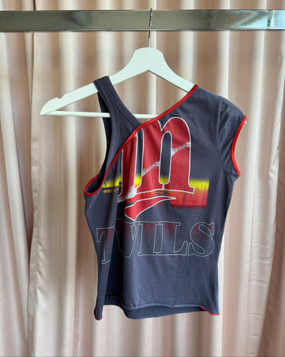 Italian Brand Minnesota Baseball Asymmetrical Rhinestone Tank Top
