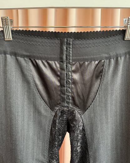D&G F/W 2003 Pinstripe & Lace Panelled Slim Cut Trousers