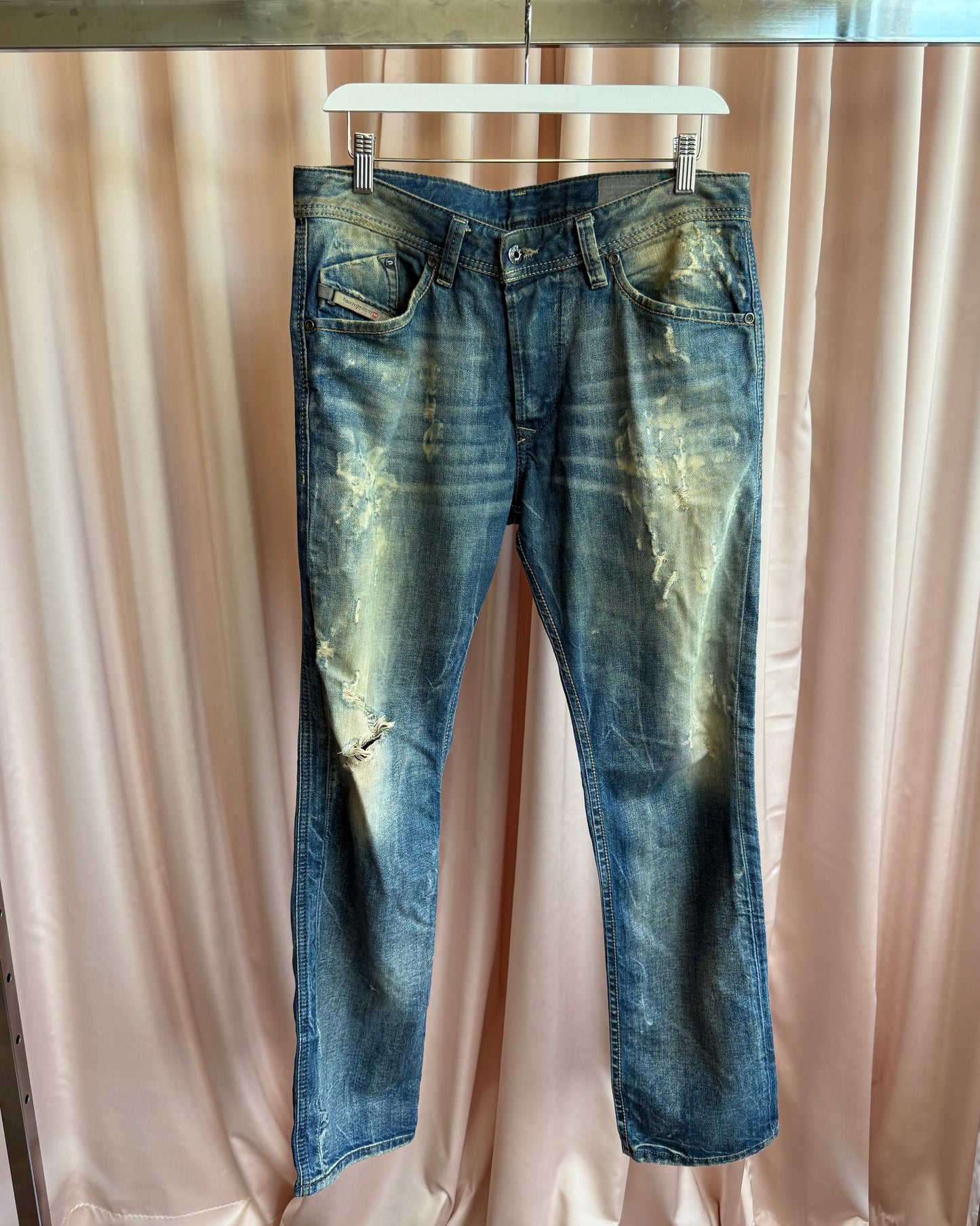 Diesel "Darron" Painted Distressed Faded Denim