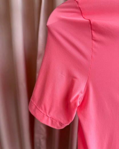 Jil Sander Neon Pink Nylon Stretch V-Neck Top