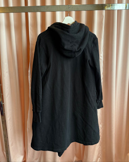 Zucca Hooded Black Longline Open Cardigan