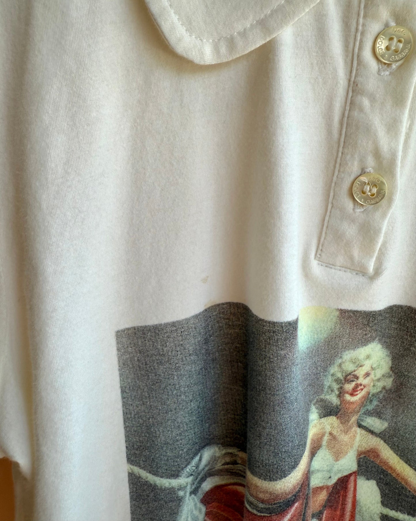 D&G 2000's "Maidenform Bra" Graphic White Polo Top