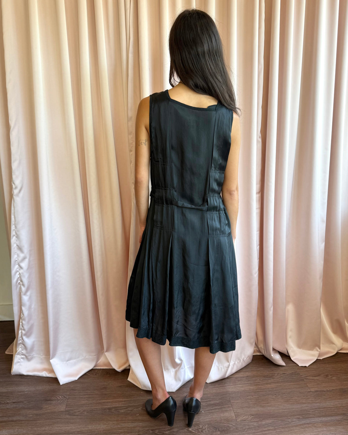 Tsumori Chisato Black Sleeveless Ultra Low Cut Belted Dress