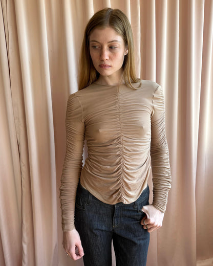Gucci F/W 1999 by Tom Ford Runway Ruched Long Sleeve Blouse