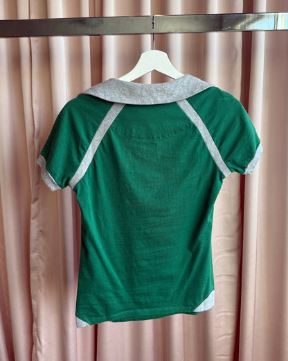 McQ Bowling Logo Patch Green & Grey Polo Top