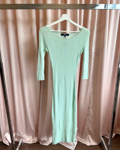 Italian Designer Mint Green Knit Lace Bodycon Dress