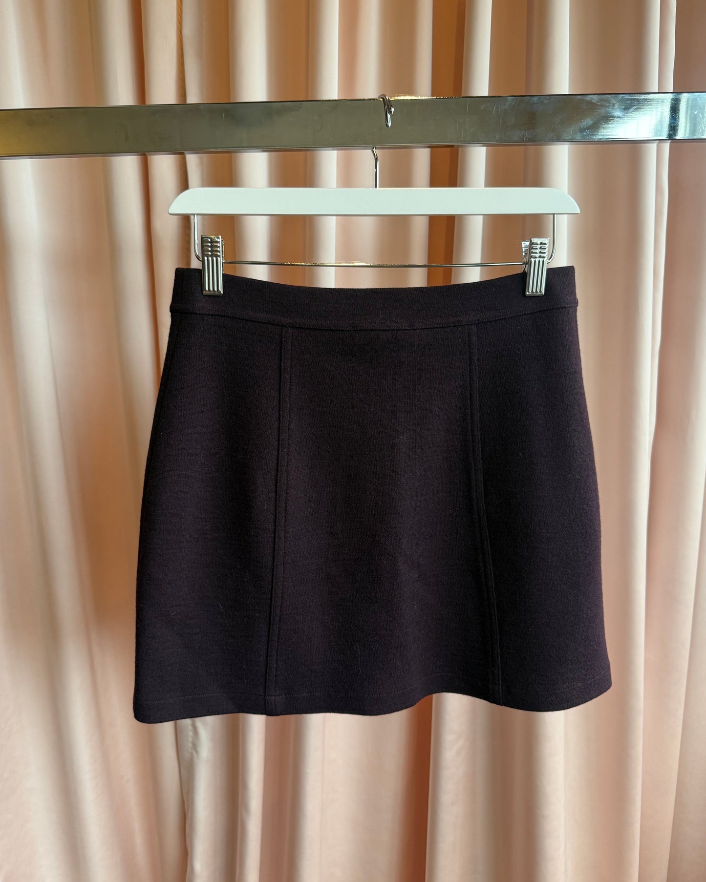 Plein Sud 90's Maroon Wool A-Line Mini Skirt
