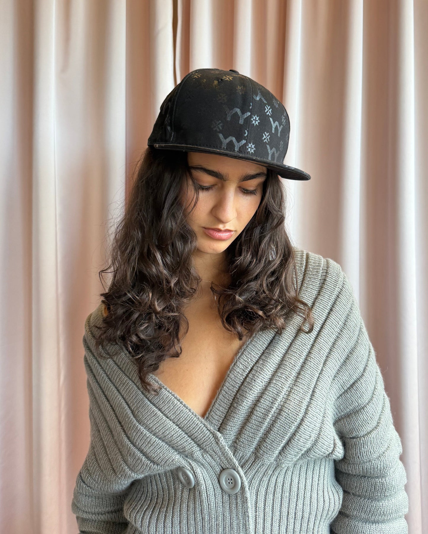 Yohji Yamamoto New Era Black Monogram Fitted Cap