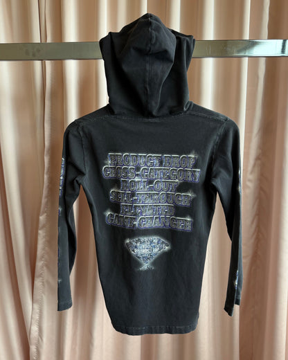 Balenciaga "See Now Buy Now" Faded Black Hooded Long Sleeve T-Shirt (S)
