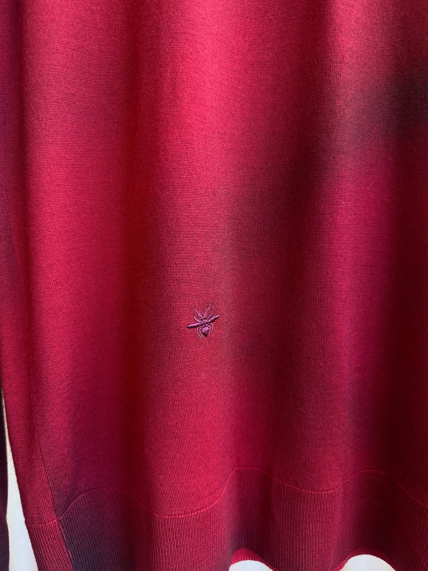 Dior Homme Red & Black Gradient Bee Embroidered Virgin Wool Sweater