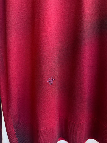 Dior Homme Red & Black Gradient Bee Embroidered Virgin Wool Sweater