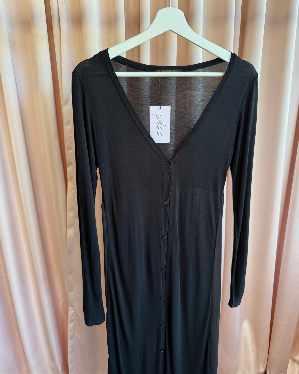 Japanese Brand Sheer Black Chiffon Longline Cardigan