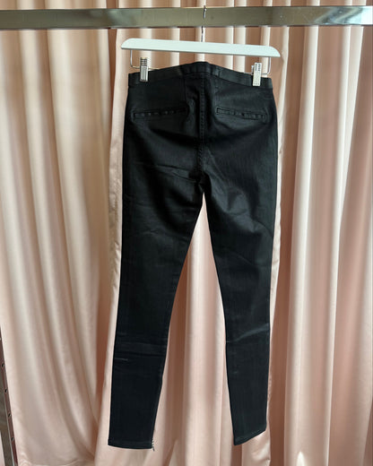 Helmut Lang Coated Black Low Rise Zip Leggings