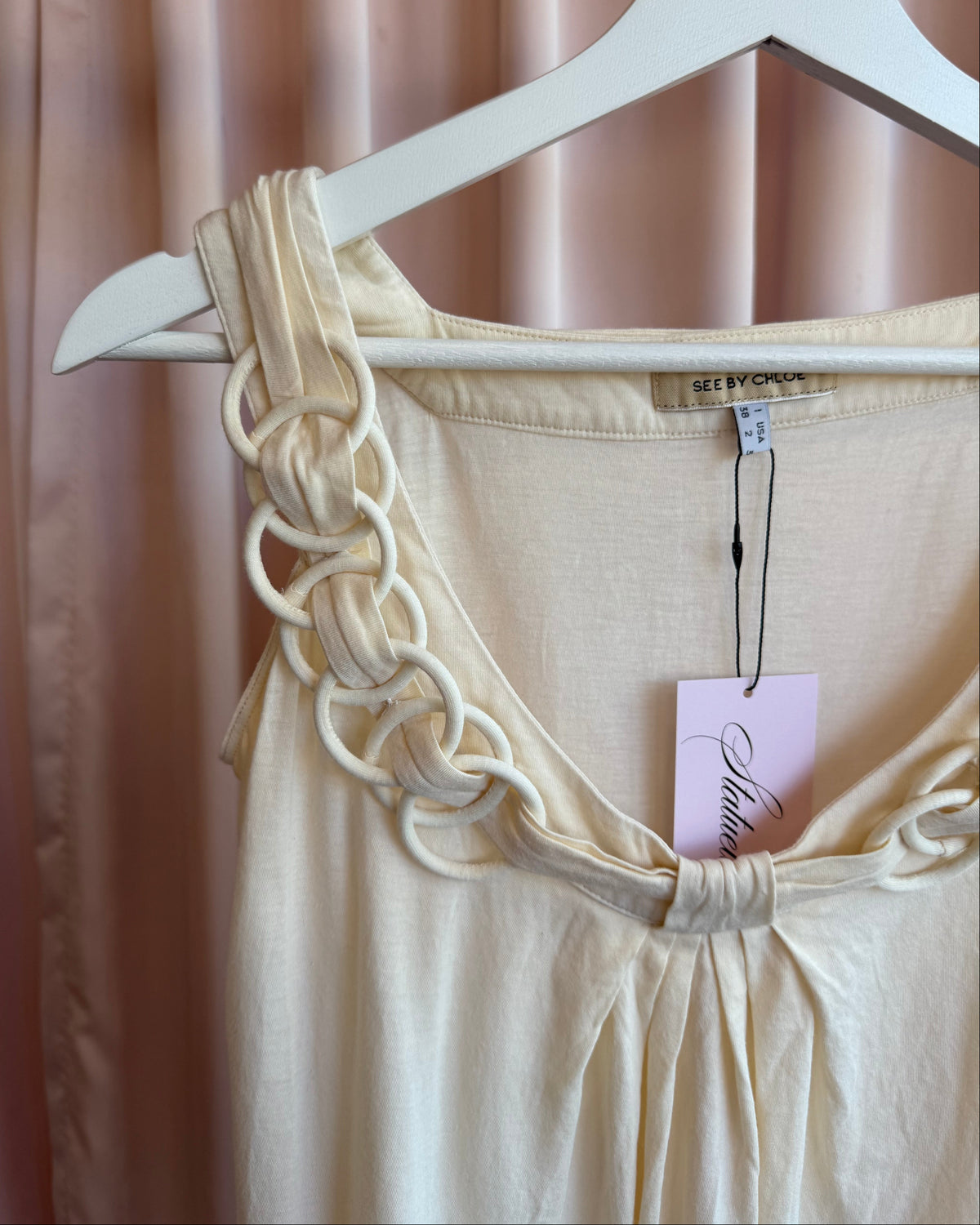 See by Chloé Cream Ring Neckline Tank Top