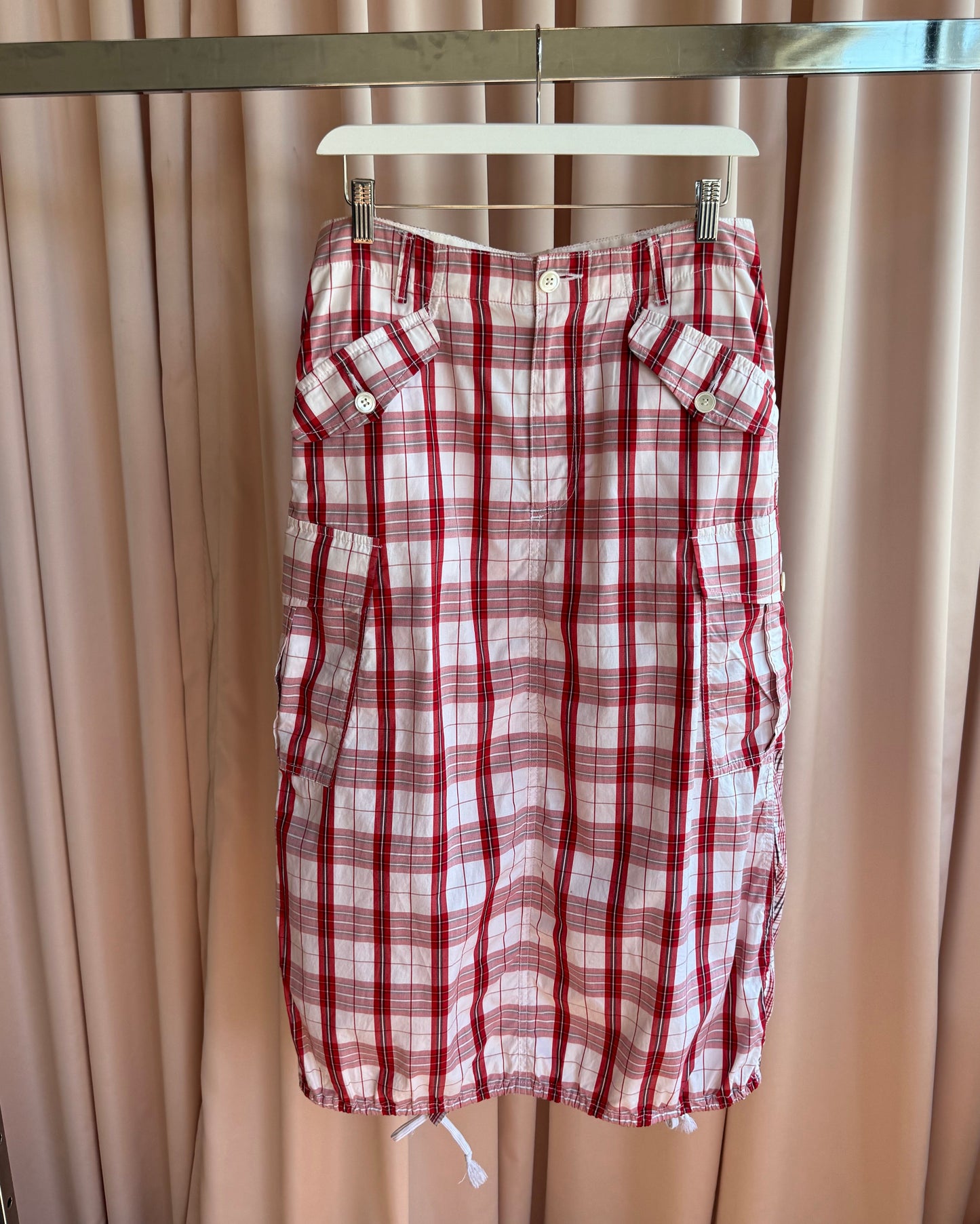Junya Watanabe S/S 2003 Red & White Plaid Cotton Cargo Skirt