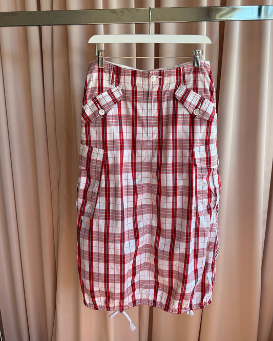 Junya Watanabe S/S 2003 Red & White Plaid Cotton Cargo Skirt