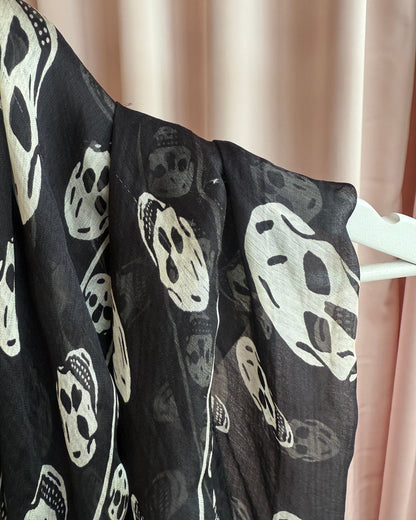 Alexander McQueen Black & White Skull Print Scarf