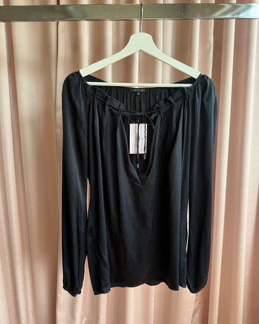 Patrizia Pepe Black 100% Silk Long Sleeve Blouse